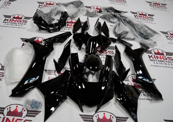 Yamaha YZF-R1 Fairings (2020-2025) Black, White, Blue Fade at KingsMotorcycleFairings.com