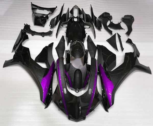 Yamaha YZF-R1 Fairings (2020-2025) Faux Carbon Fiber, Purple Stripe at KingsMotorcycleFairings.com