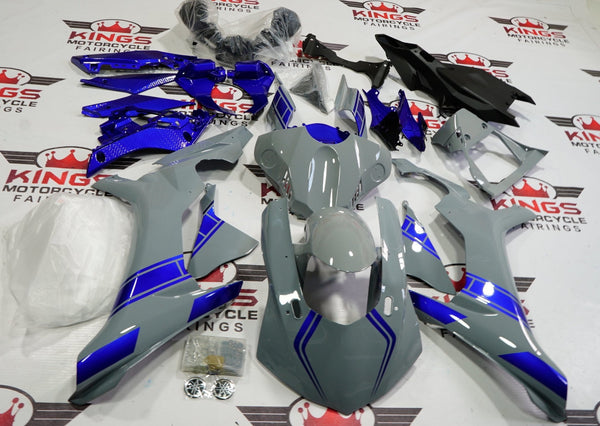 Yamaha YZF-R1 Fairings (2020-2025) Nardo Gray, Blue at KingsMotorcycleFairings.com