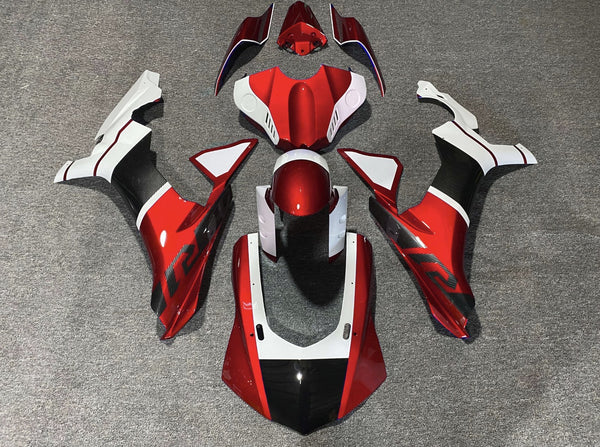 Yamaha YZF-R1 Fairings (2020-2025) Red, White, Faux Carbon Fiber at KingsMotorcycleFairings.com