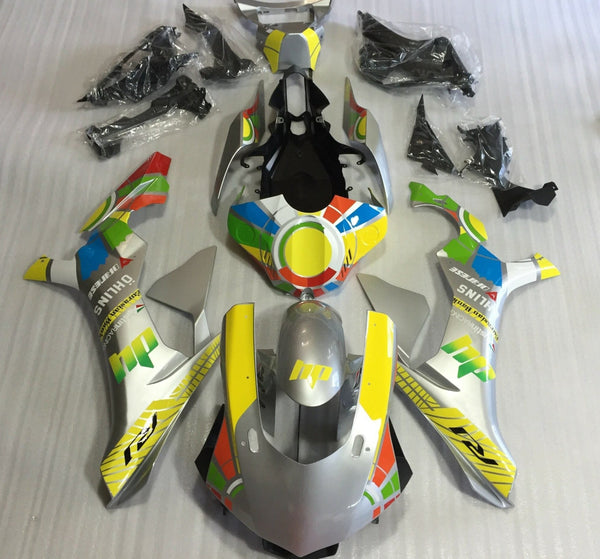 Yamaha YZF-R1 Fairings (2020-2025) Silver, Yellow Color Wheel at KingsMotorcycleFairings.com