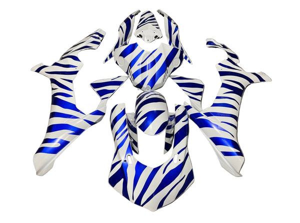 Yamaha YZF-R1 Fairings (2020-2025) White, Blue Zebra at KingsMotorcycleFairings.com