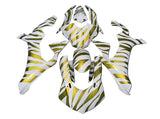 Yamaha YZF-R1 Fairings (2020-2025) White, Gold Zebra at KingsMotorcycleFairings.com