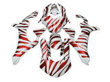 Yamaha YZF-R1 Fairings (2020-2025) White, Red Zebra at KingsMotorcycleFairings.com
