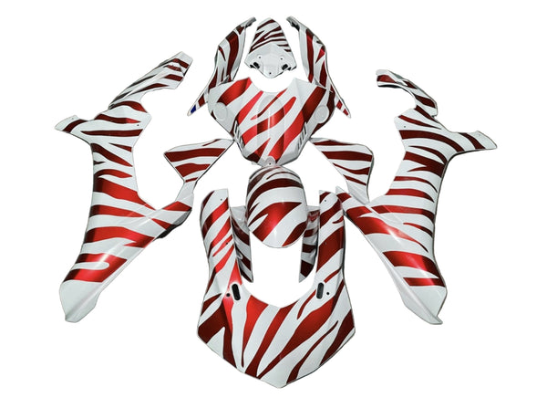 Yamaha YZF-R1 Fairings (2020-2025) White, Red Zebra at KingsMotorcycleFairings.com