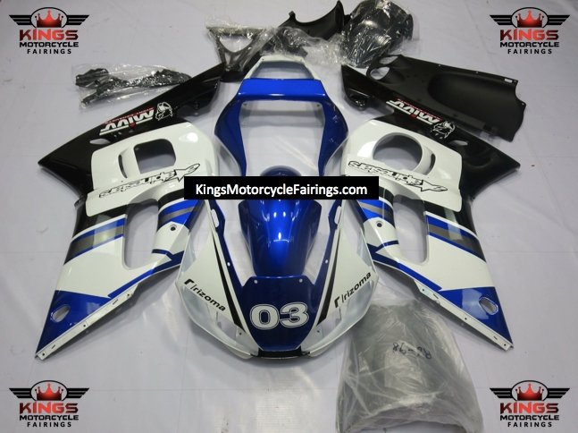 Yamaha YZF-R6 Fairings (1998-2002) White, Blue, Black, Silver #3 at KingsMotorcycleFairings.com