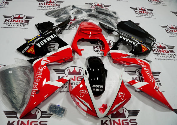 Yamaha YZF-R6 Fairings (2003-2004) Red, Black, White Santander at KingsMotorcycleFairings.com
