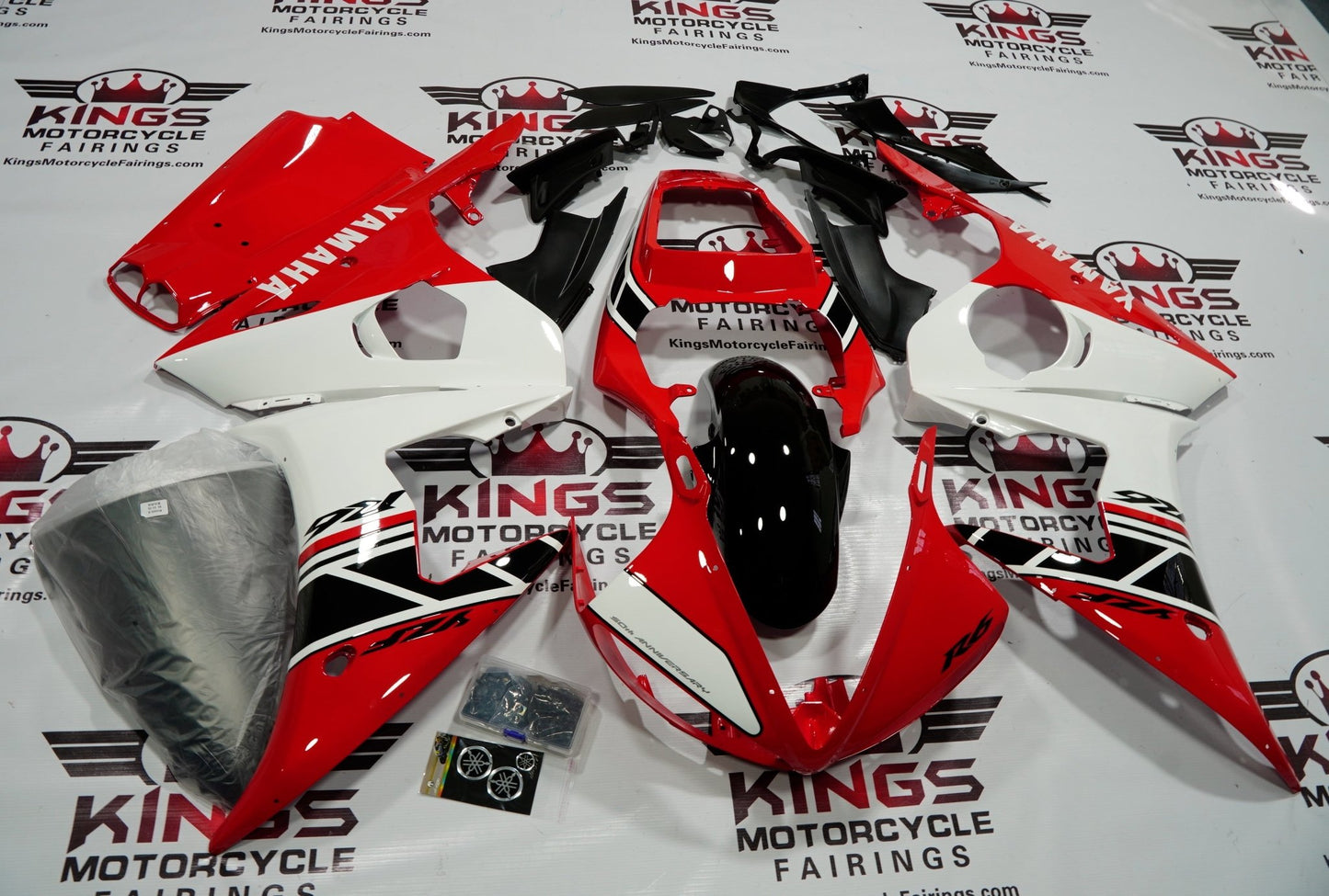 Yamaha YZF-R6 Fairings (2003-2004) Red, White, Black at KingsMotorcycleFairings.com