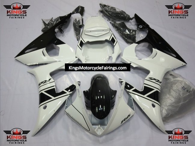Yamaha YZF-R6 Fairings (2003-2004) White, Black at KingsMotorcycleFairings.com