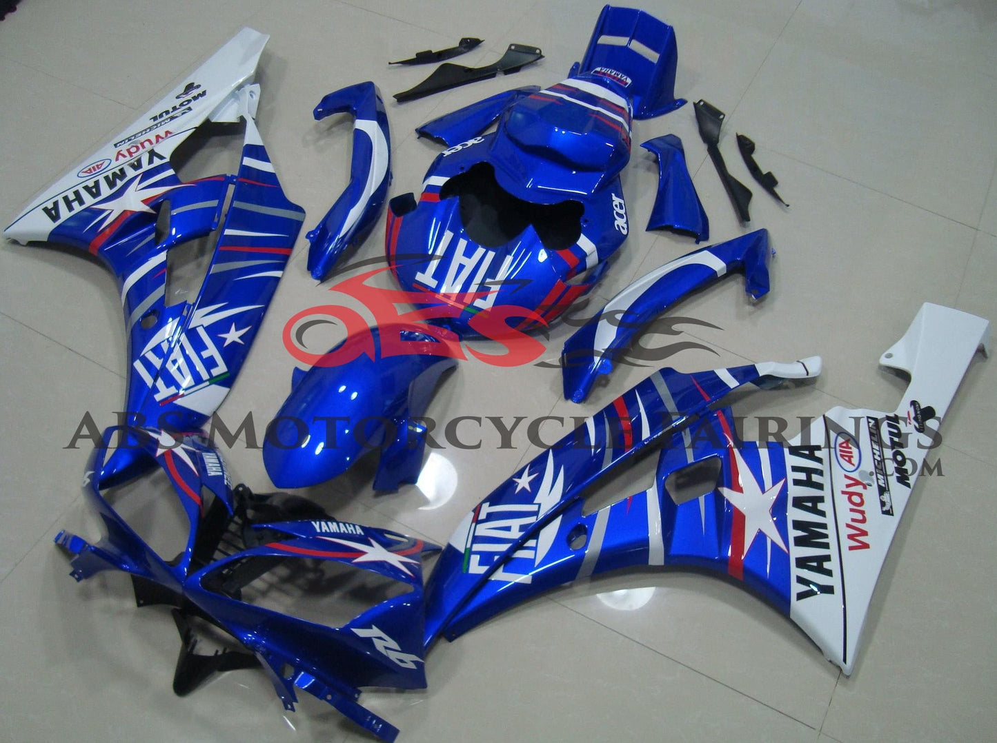 Yamaha YZF-R6 Fairings (2006-2007) Blue, White, Red Fiat at KingsMotorcycleFairings.com