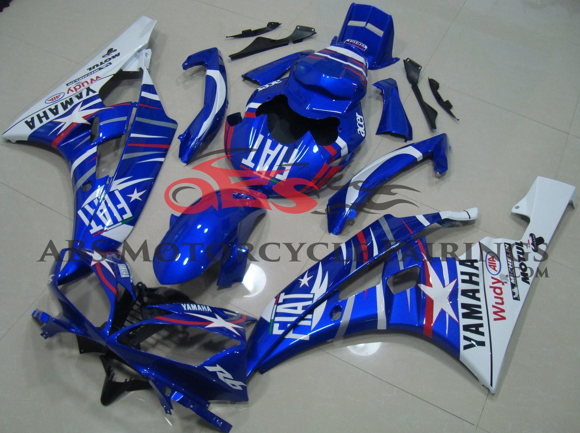 Yamaha YZF-R6 Fairings (2006-2007) Blue, White, Red Fiat at KingsMotorcycleFairings.com