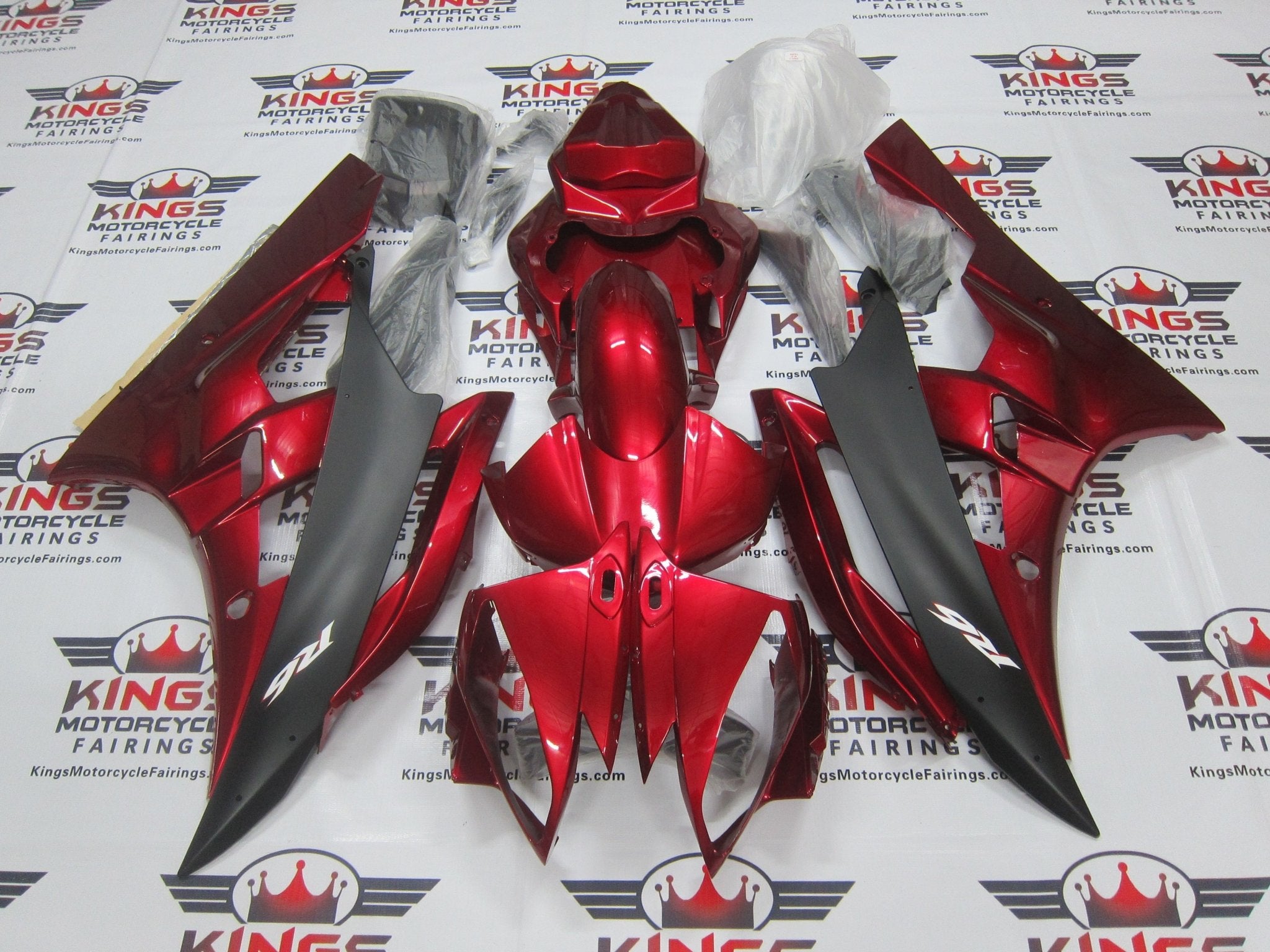 Yamaha YZF-R6 Fairings (2006-2007) Candy Red, Matte Black at KingsMotorcycleFairings.com