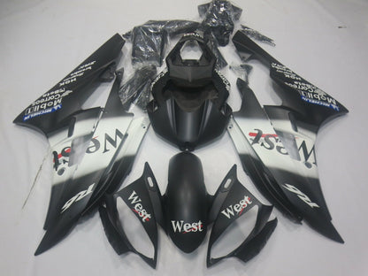 Yamaha YZF-R6 Fairings (2006-2007) Matte Black, Matte White West at KingsMotorcycleFairings.com