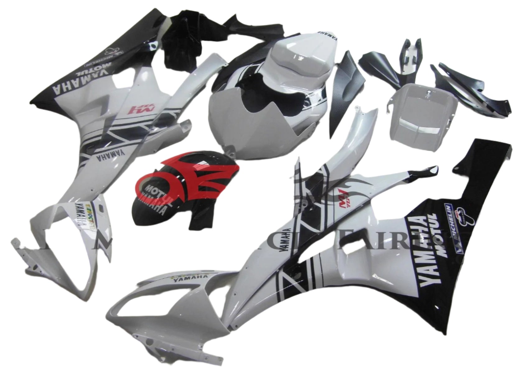 Yamaha YZF-R6 Fairings (2006-2007) White, Black Motul M1 at KingsMotorcycleFairings.com