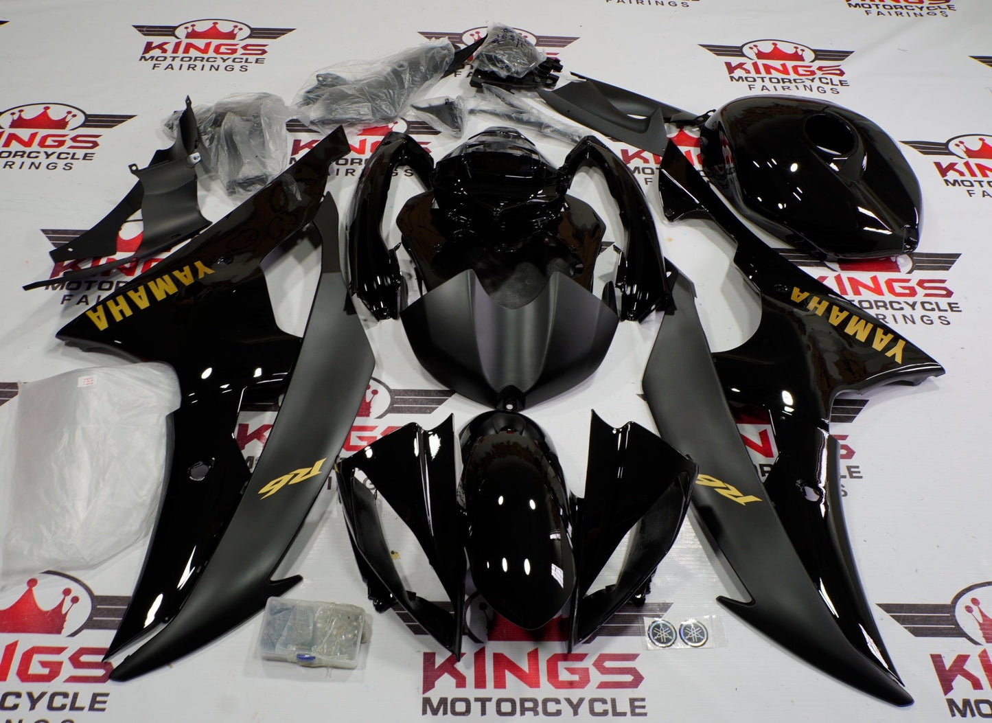 Yamaha YZF-R6 Fairings (2008-2016) Black, Matte Black, Gold at KingsMototcycleFairings.com