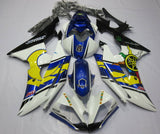 White, Blue, Yellow and Black Fairing Kit for a 2008, 2009, 2010, 2011, 2012, 2013, 2014, 2015 & 2016 Yamaha YZF-R6 motorcycle