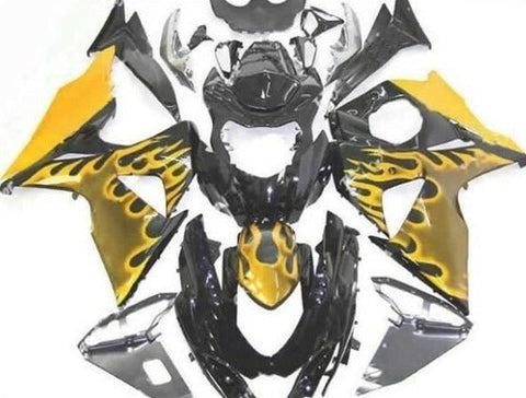 Suzuki GSXR1000 (2009-2016) Black & Yellow Flame Fairings