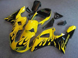 Yellow and Black Flames Fairing Kit for a 1998 & 1999 Yamaha YZF-R1 motorcycle