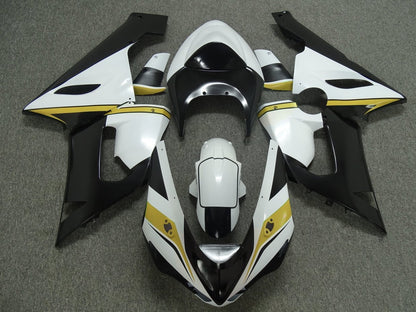 White, Black and Yellow Fairing Kit for a 2005 & 2006 Kawasaki ZX-6R 636 motorcycle