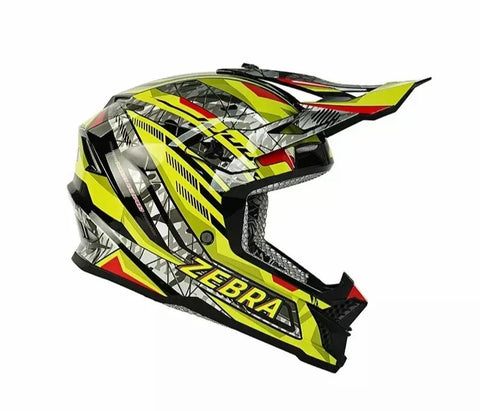 Yellow, Black, Red & White Zebra Dirt Bike Motorcycle Helmet - KingsMotorcycleFairings.com