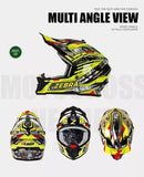 Yellow, Black, Red & White Zebra Dirt Bike Motorcycle Helmet - KingsMotorcycleFairings.com