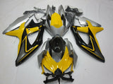 Yellow, Black, Silver and Gray Fairing Kit for a 2008, 2009, & 2010 Suzuki GSX-R600 motorcycle