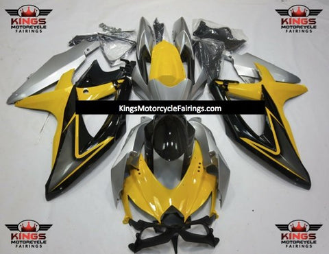 Suzuki GSXR600 (2008-2010) Yellow, Black, Silver & Gray Fairings