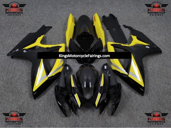 Yellow, Black and Silver Fairing Kit for a 2006 & 2007 Suzuki GSX-R750 motorcycle