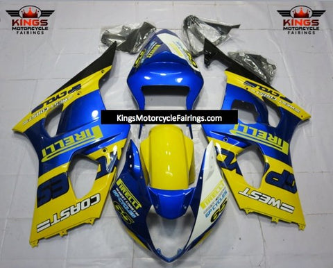 Suzuki GSXR1000 (2003-2004) Yellow, Blue & White Pirelli Fairings
