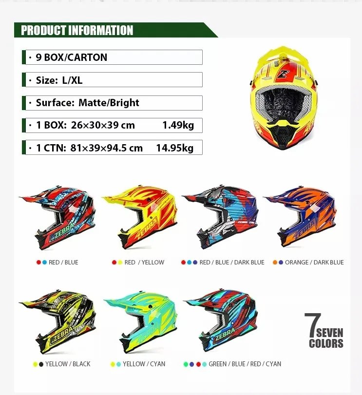 Dirt Bike Motorcycle Helmet, Orange & Blue Zebra