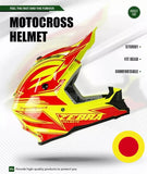 Yellow and Red Zebra Dirt Bike Motorcycle Helmet is brought to you by Kings Motorcycle Fairings - KingsMotorcycleFairings.com