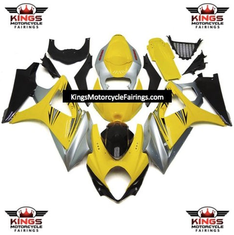 Suzuki GSXR1000 (2007-2008) Yellow, Silver & Black Fairings