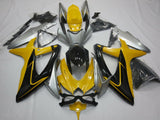 Yellow, Silver and Black Fairing Kit for a 2008, 2009, & 2010 Suzuki GSX-R600 motorcycle