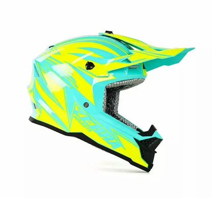 Yellow & Turquoise Blue Zebra Dirt Bike Motorcycle Helmet