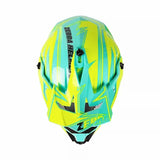 Yellow and Turquoise Blue Zebra Dirt Bike Motorcycle Helmet is brought to you by Kings Motorcycle Fairings - KingsMotorcycleFairings.com