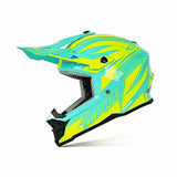 Yellow and Turquoise Blue Zebra Dirt Bike Motorcycle Helmet is brought to you by Kings Motorcycle Fairings - KingsMotorcycleFairings.com