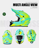 Yellow and Turquoise Blue Zebra Dirt Bike Motorcycle Helmet is brought to you by Kings Motorcycle Fairings - KingsMotorcycleFairings.com