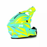 Yellow and Turquoise Blue Zebra Dirt Bike Motorcycle Helmet is brought to you by Kings Motorcycle Fairings - KingsMotorcycleFairings.com