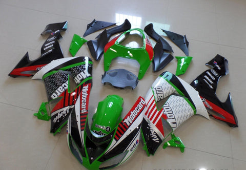 Fairing Kit For A Kawasaki ZX10R (2006-2007) Green, White, Black & Red Motocard