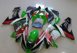 Green, White, Black and Red Motocard Fairing Kit for a 2006 & 2007 Kawasaki ZX-10R motorcycle