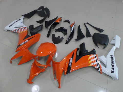 Fairing kit for a Kawasaki Ninja ZX10R (2008-2010) Orange, White & Black