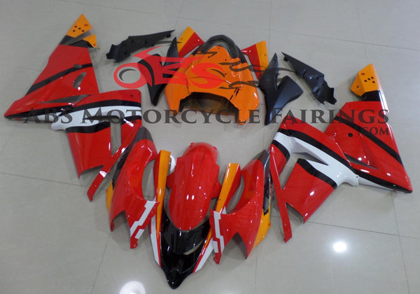 Red, Orange, White and Black Fairing Kit for a 2004 & 2005 Kawasaki ZX-10R motorcycle