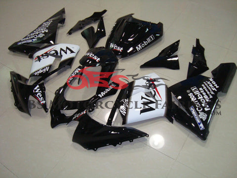 Fairing kit for a Kawasaki ZX10R (2004-2005) Black & White West Mobil