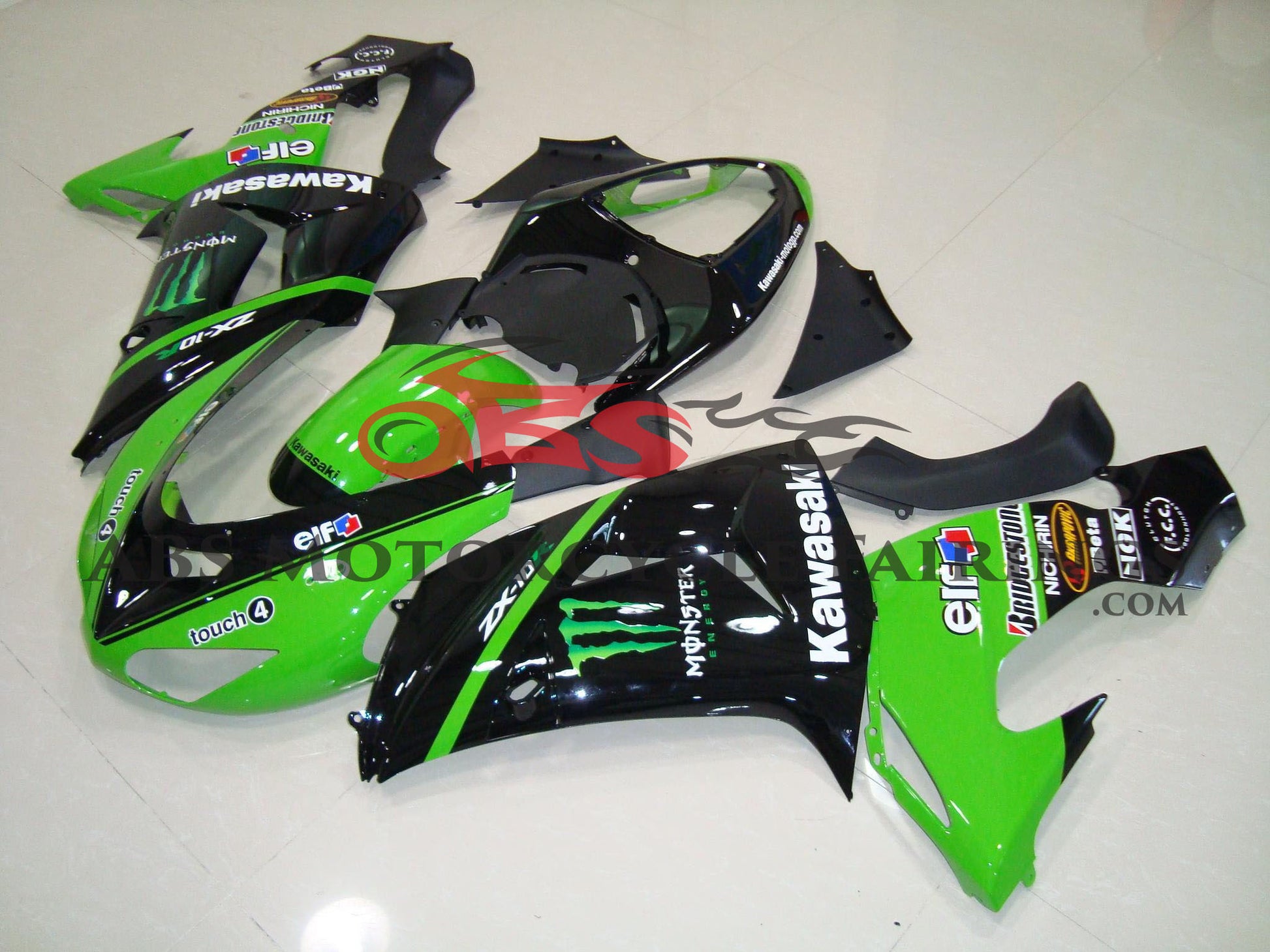 Kawasaki ZX10R Fairing Set (2006-2007) Green, Black Monster Energy at KingsMotorcycleFairings.com