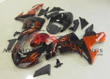 Kawasaki ZX10R (2006-2007) Black & Orange Flame Fairings