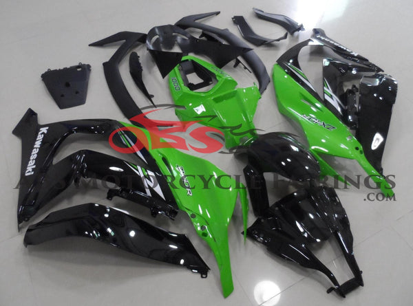 Black and Green Fairing Kit for a 2011, 2012, 2013, 2014 & 2015 Kawasaki Ninja ZX-10R motorcycle