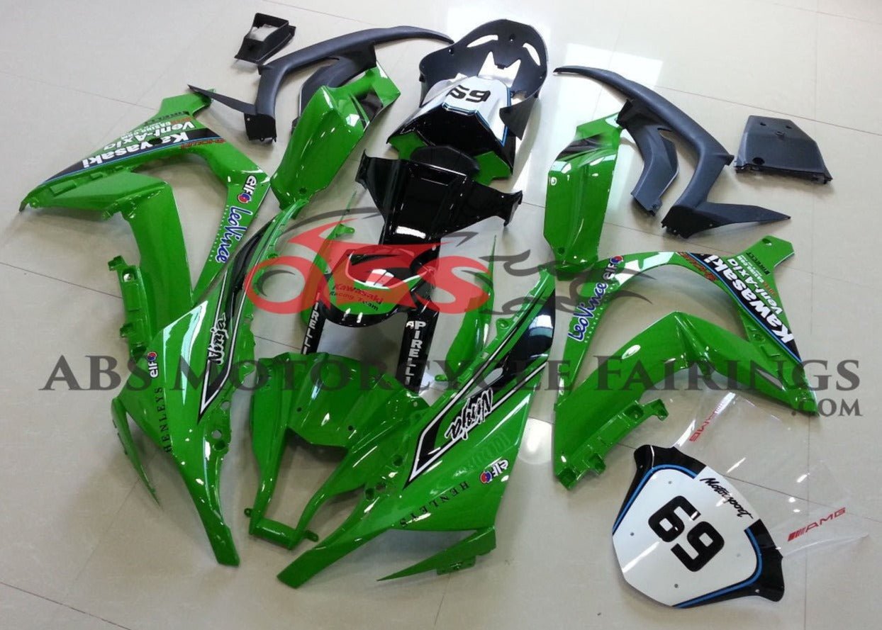 Kawasaki Ninja ZX10R (2011-2015) Green, Black & White 69 Fairings