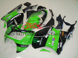 Green and Black Monster Energy Fairing Kit for a 2000 & 2001 Kawasaki ZX-12R motorcycle.