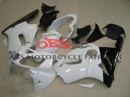 White and Black Fairing Kit for a 2000 & 2001 Kawasaki ZX-12R motorcycle