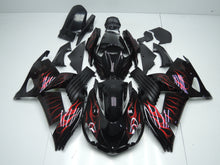 Black, Matte Black and Red Flame Fairing Kit for a 2006, 2007, 2008, 2009, 2010 & 2011 Kawasaki Ninja ZX-14R motorcycle.